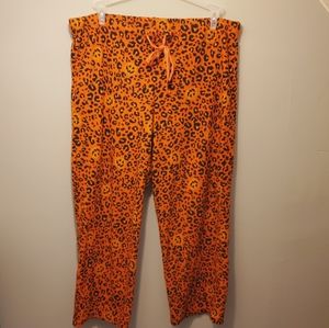 Orange Cheetah And Pumpkin Halloween Pajama Pants